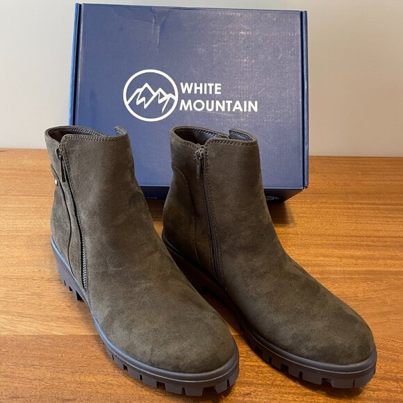 NIB, White Mountain Women's sz 8 Tahj Lug Sole Bootie Army Faux Suede Boots - Picture 13 of 15